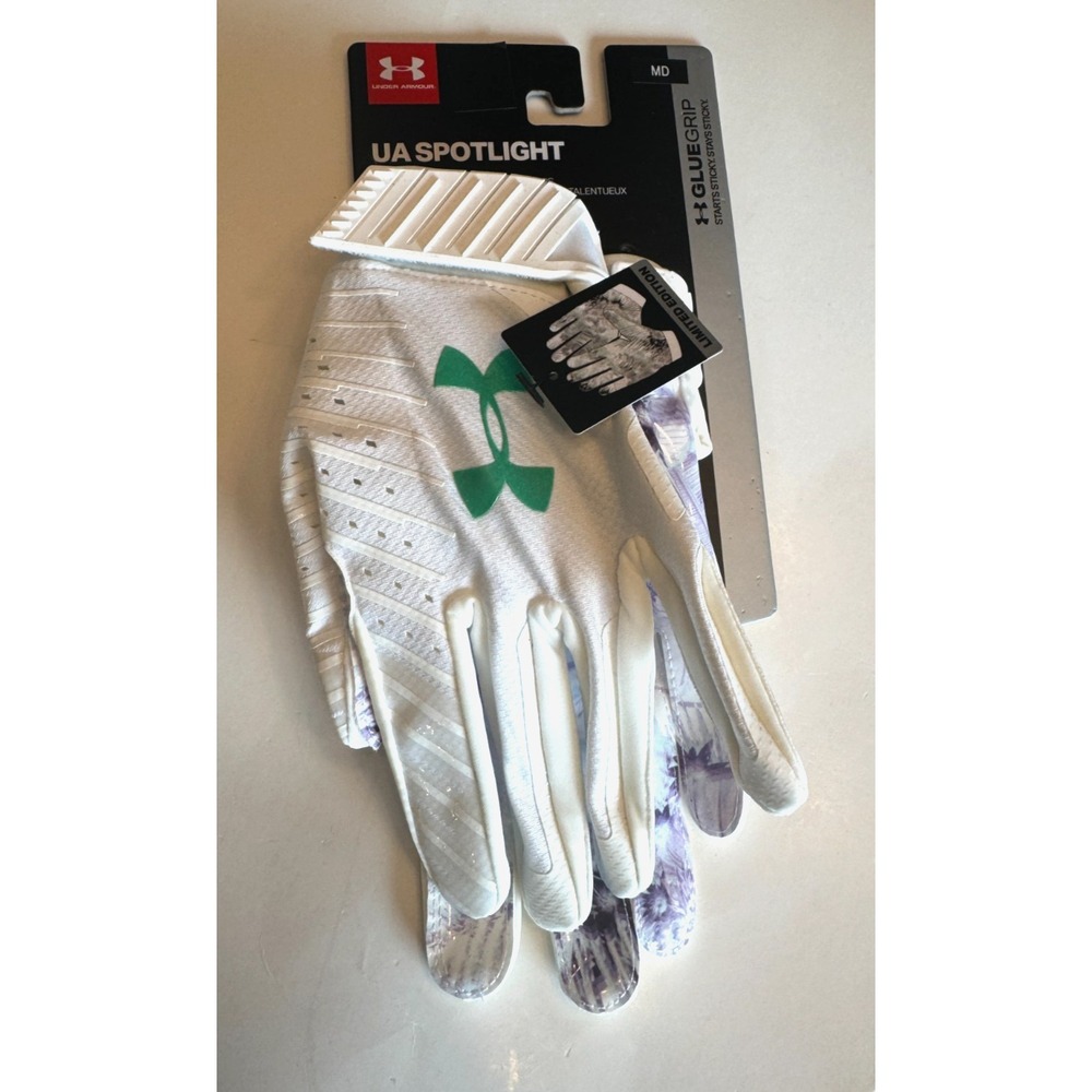 UNDER ARMOUR UA SPOTLIGHT LE Football Receivers Gloves‎ Men's Size M 1326226-103